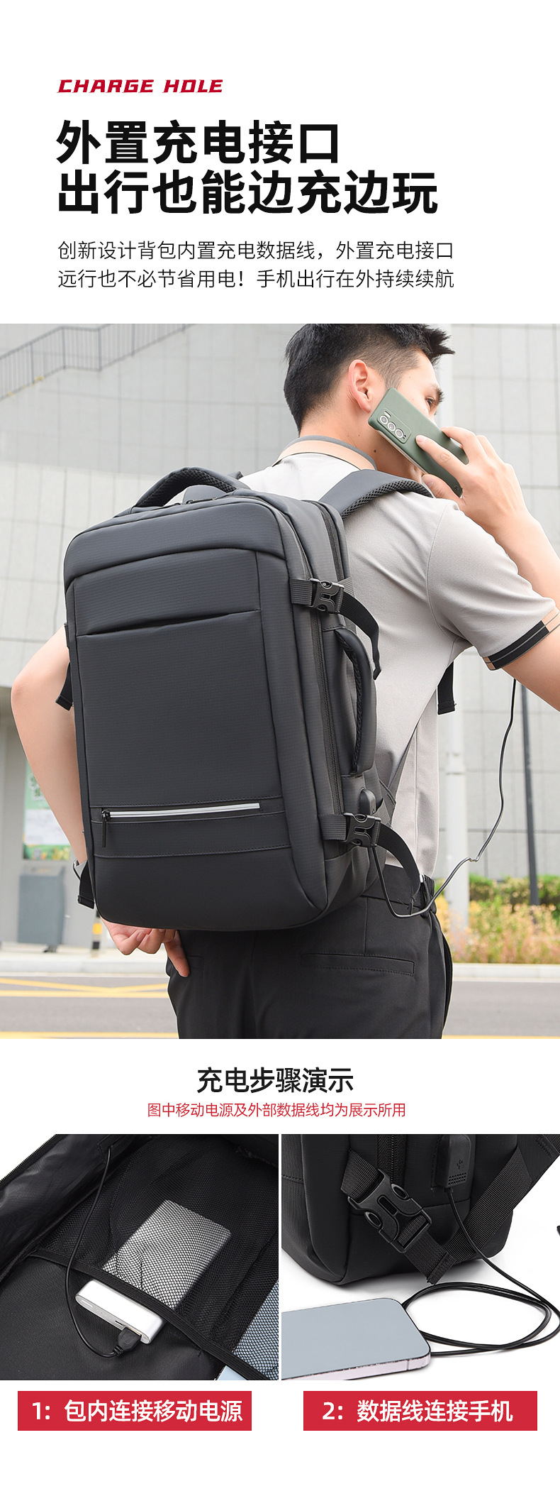 The new business backpack for men with a high-end feel, large-capacity water-resistant computer backpack, and multi-functional student backpacks are trendy pic 12