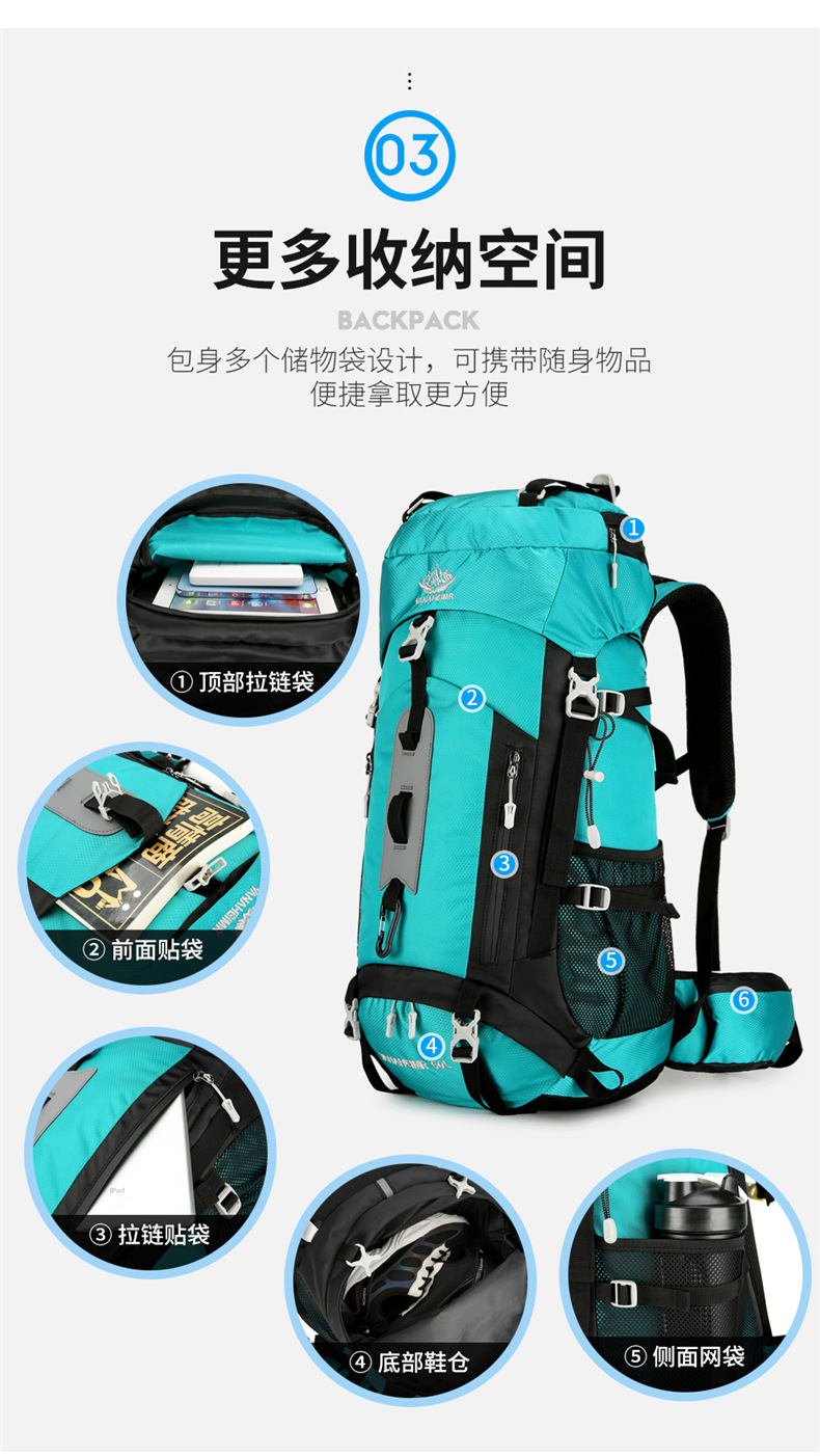 Yitu large-capacity outdoor mountaineering and camping sports bag, water-resistant and wear-resistant hiking travel backpack, Cross-border outdoor bag pic 9