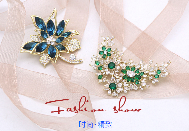 Brooch西服防走光别针时尚祖母绿高档女精致胸花高级小众胸针配件详情1