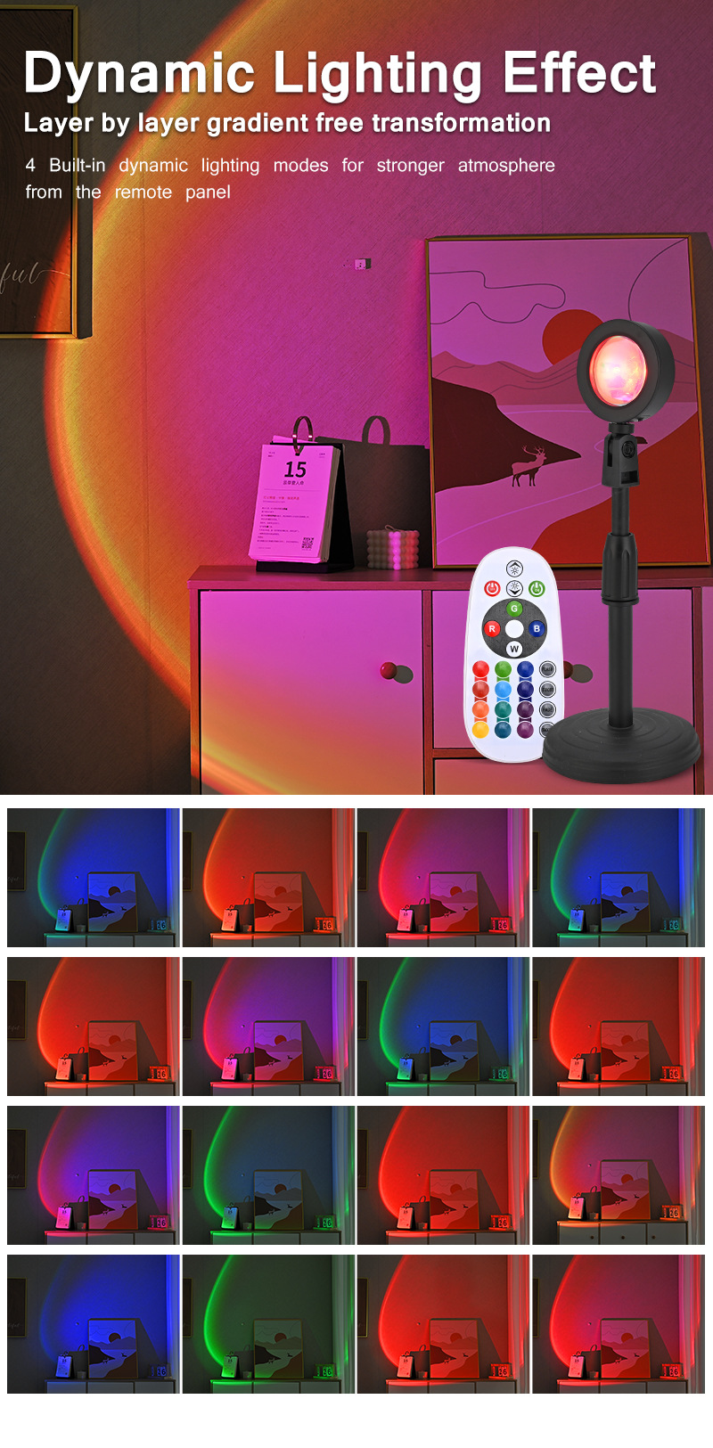 夕阳灯氛围灯可伸缩支架创意落日灯app遥控智能调光卧室小夜灯详情13