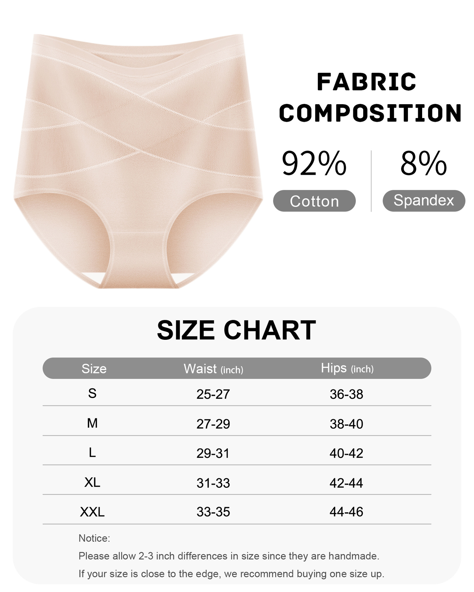 【海外仓代发】高腰收腹三角裤大码女士内裤胖MM透气Underwear详情3