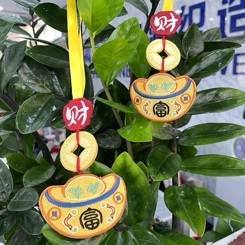 国潮定制熊猫月兔可带流苏装饰挂件平安符毛绒香包挂件挂饰香包绳绣详情10
