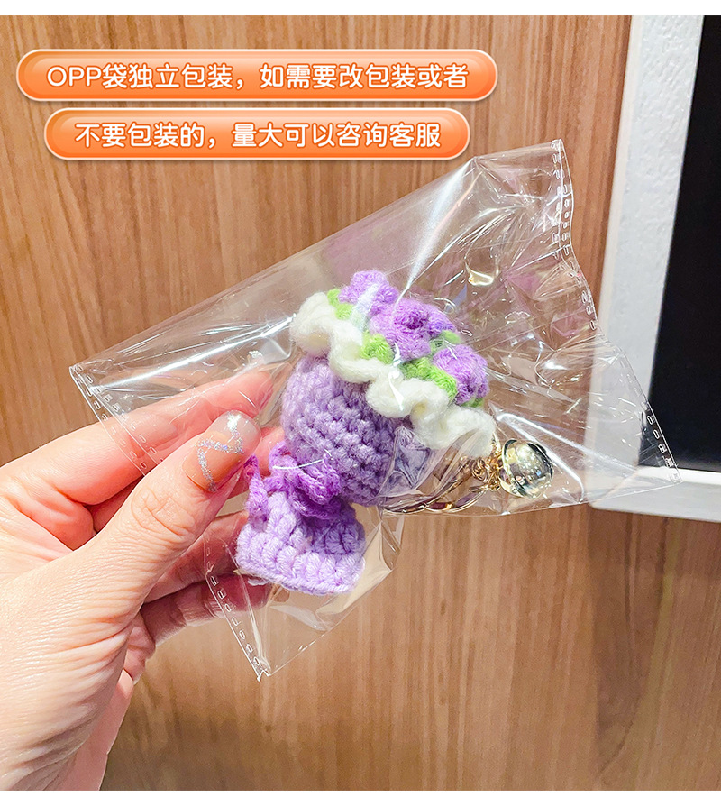 Woolen hand-held bouquet sunflower keychain pendant, artificial rose hand-crocheted ins-style bag hanging accessory pic 16