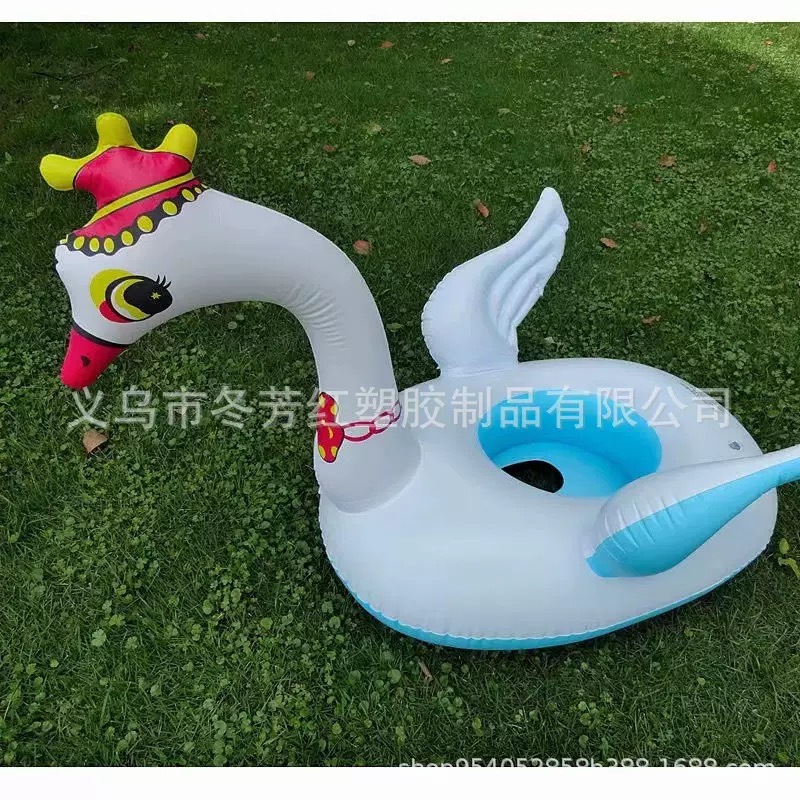 厂家直供新款热销充气带翅膀皇冠鹅艇宝宝游泳圈婴儿动物座艇涉水运动水上充气床浮排详情4