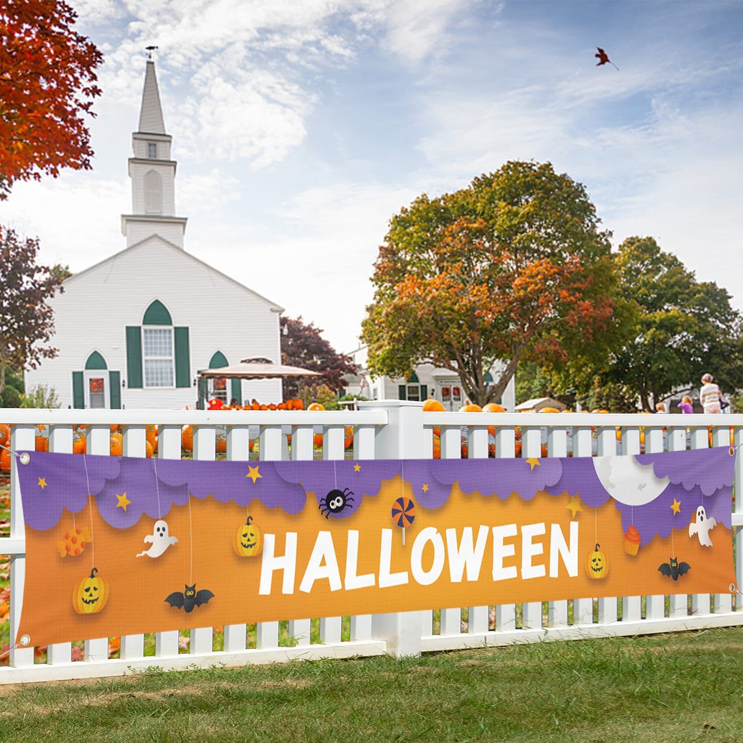 Customized cross-border Halloween couplet banner, festival decoration, polyester printed Halloween background cloth set, and hanging flag pic 26