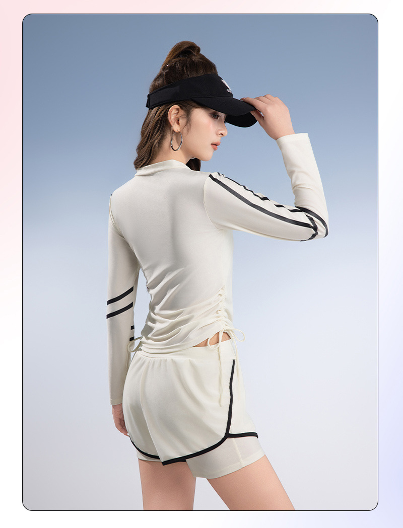 The new two-piece swimsuit for women is conservative. It dries quickly, slimming and concealing the belly. It is a long-sleeved sports swimming suit specially designed for swimming pools to hide flesh pic 14