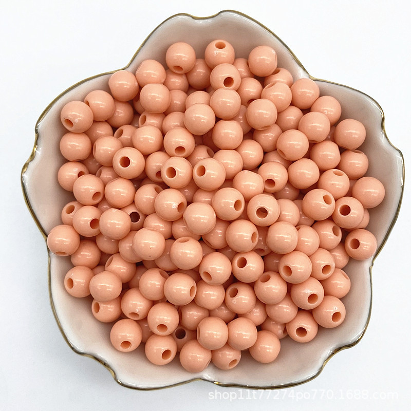 4/6/8mm亚克力直孔实色圆珠 diy手工串珠材料 光面珠子手机链散珠详情5