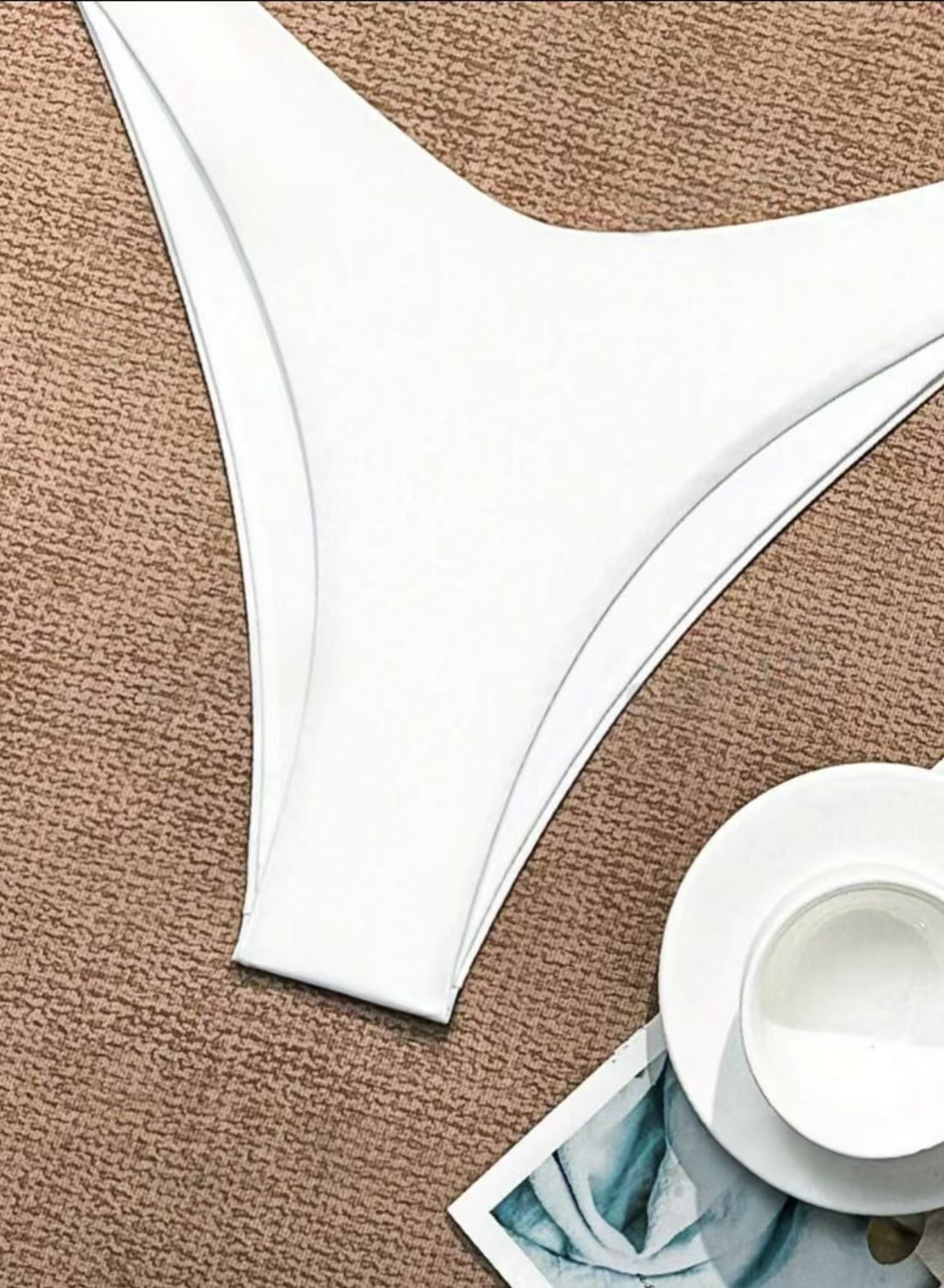 2026 New European and American strappy bikini swimsuit for women, solid color two-piece set, sexy split swimsuit cross-border pic 4
