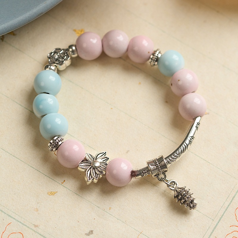 景德镇陶瓷手链批发古风串珠手工编织国风文艺饰品女生民族风手串详情9