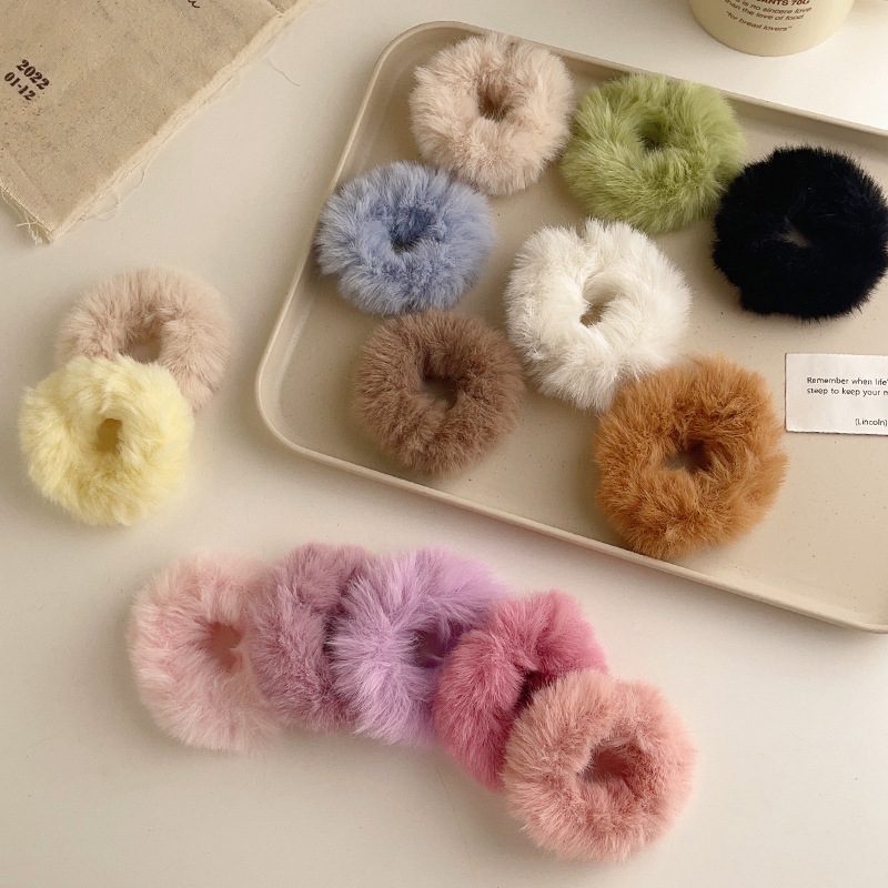 Dopamine wool hair bands for autumn and winter, towel bands, simple hair ties, leather bands and hair accessories wholesale pic 2