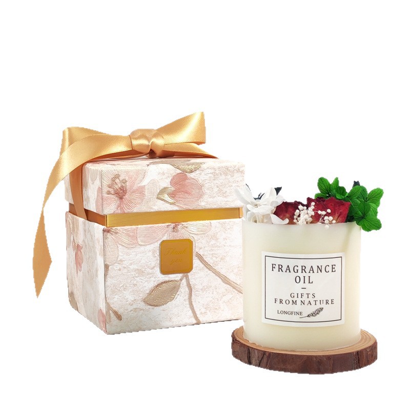 Scented candle gift box, everlasting flower scented candle, floral souvenir, scented scented candle, smokeless soy wax pic 3