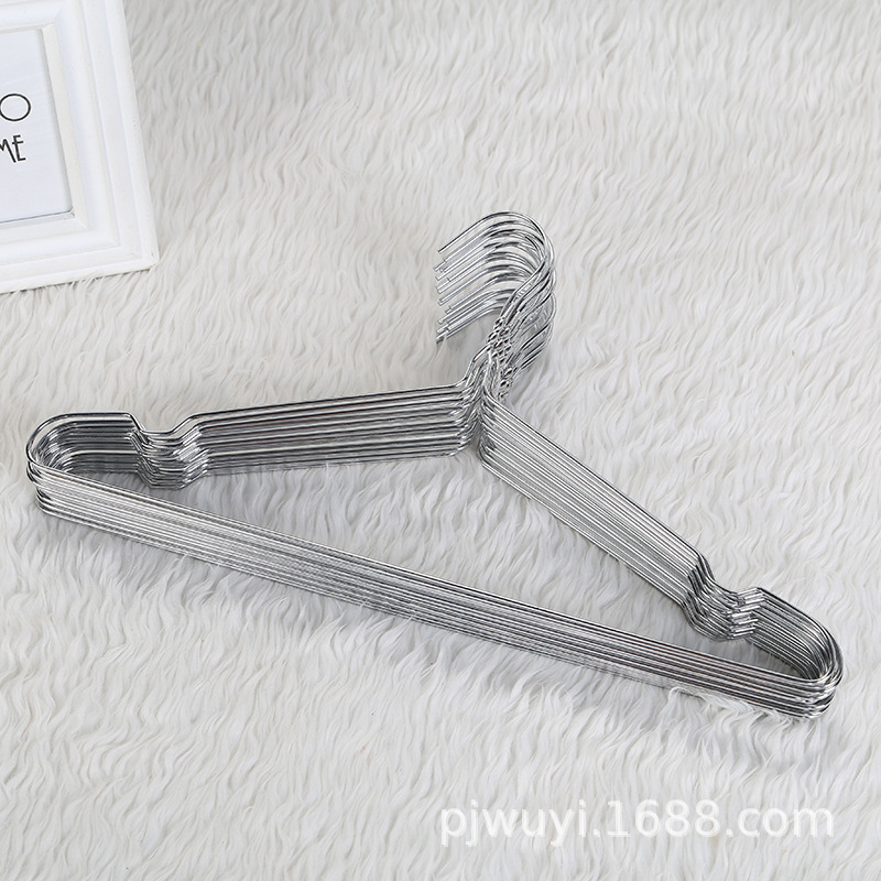 成人加粗铁丝衣架铁丝电镀不锈钢色家用衣挂防滑衣撑详情5