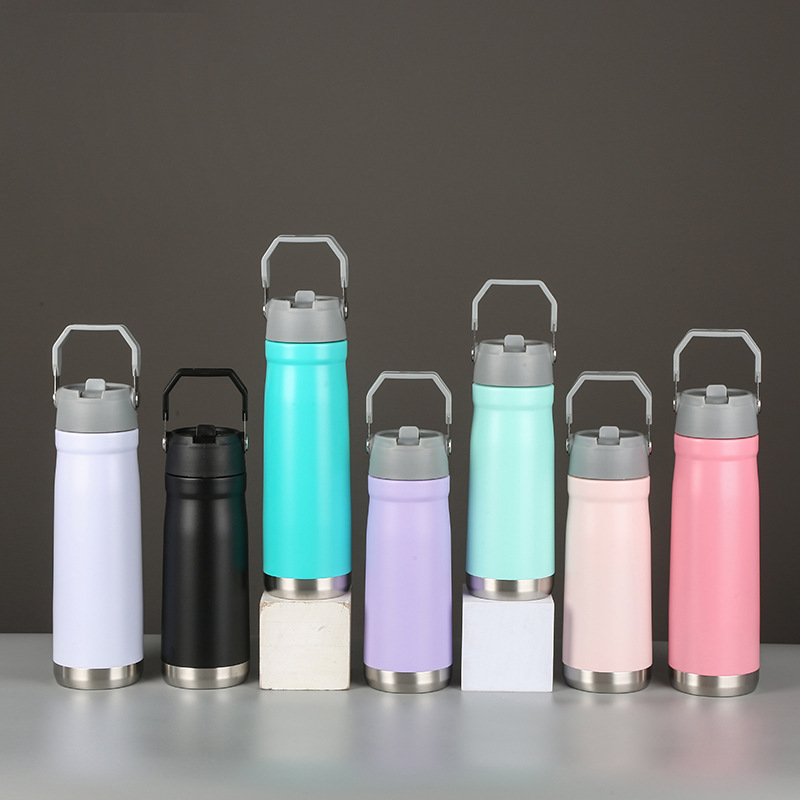 Cross-border heat collection 304 stainless steel insulated cup, straw water cup, portable outdoor sports water bottle, can be printed with LOGO pic 2