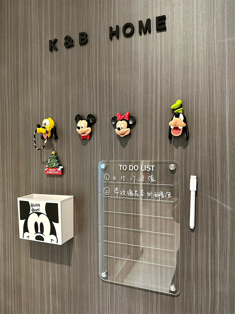 磁性亚克力干擦板透明双层冰箱板展示板书写板磁吸冰箱贴留言板详情5