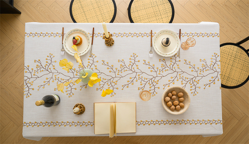 Amazon cross-border embroidered checkered flower tassel tablecloths, rectangular coffee tables, tablecloths and table coverings manufacturer embroidery pic 10