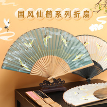 古风折扇工艺礼品扇二青日式汉服舞蹈扇子便携绢扇女扇厂家批发详情60