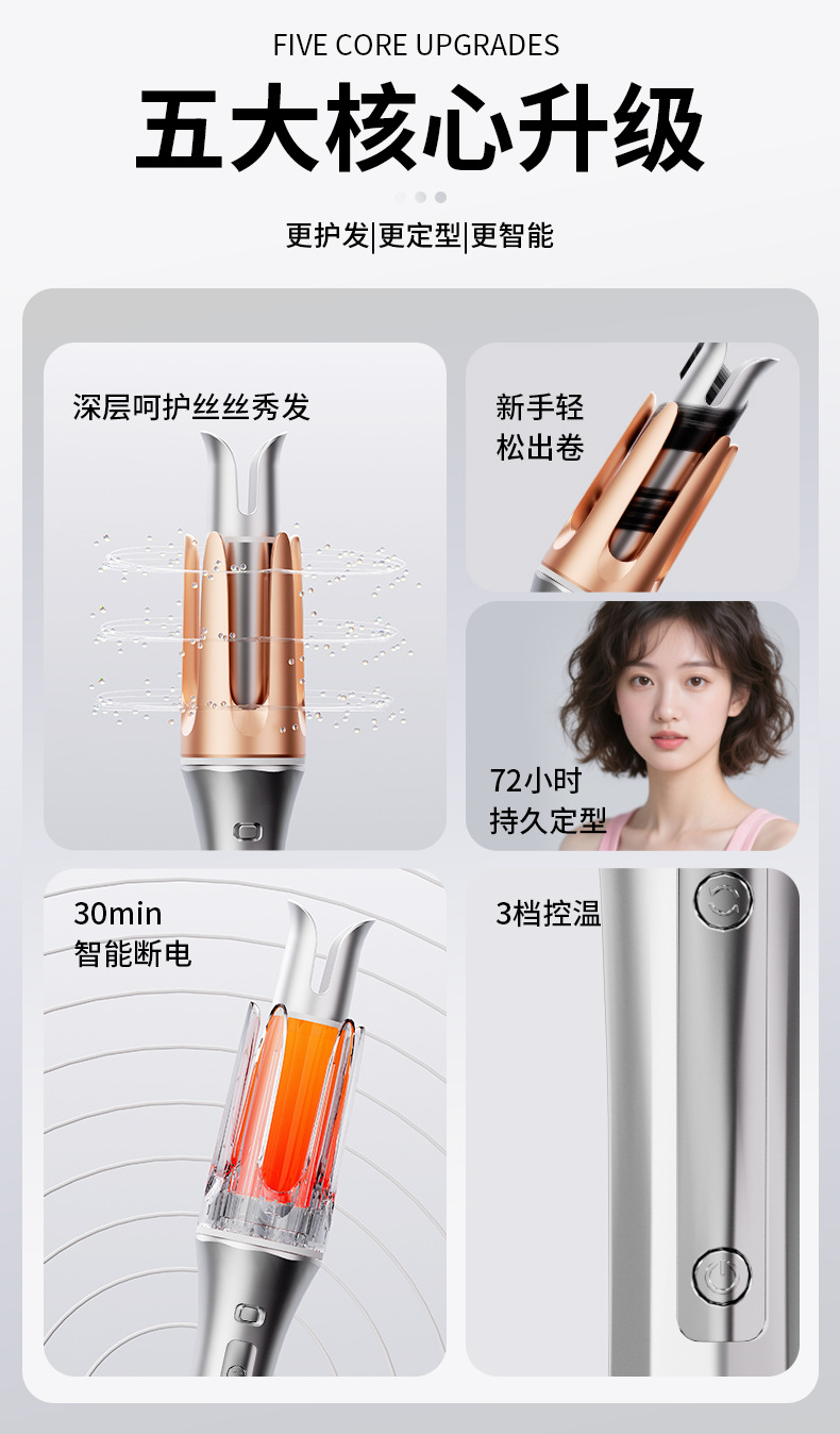 跨境外贸全自动卷发棒懒人法式32mm卷发25mm电动烫发器大卷大波浪详情3