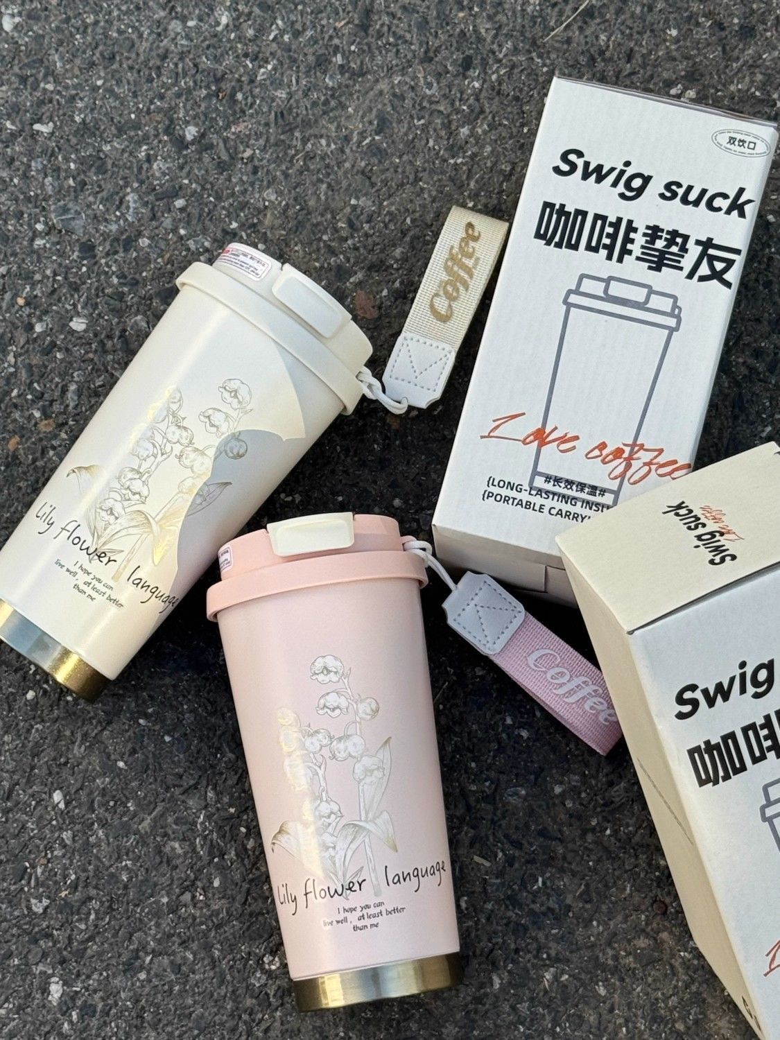 新款铃兰保温杯316不锈钢咖啡杯女生大容量高颜值吸管水杯礼品杯详情1
