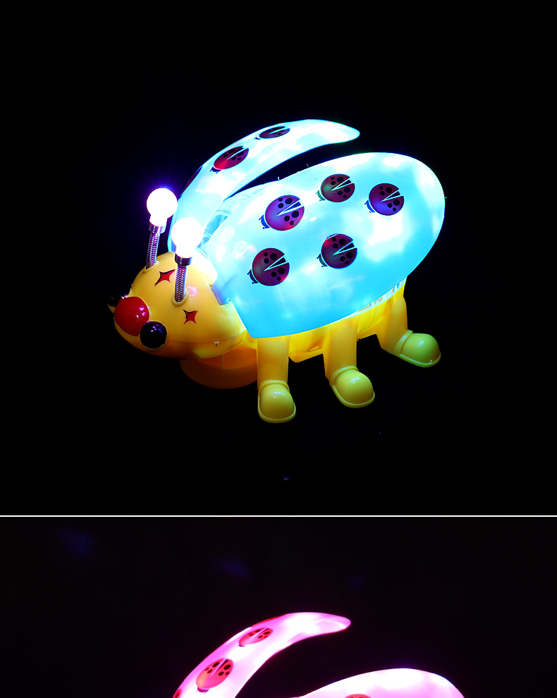 电动牵绳七星瓢虫抖音万向甲壳虫灯光音乐宝宝电动玩具夜市地摊详情9
