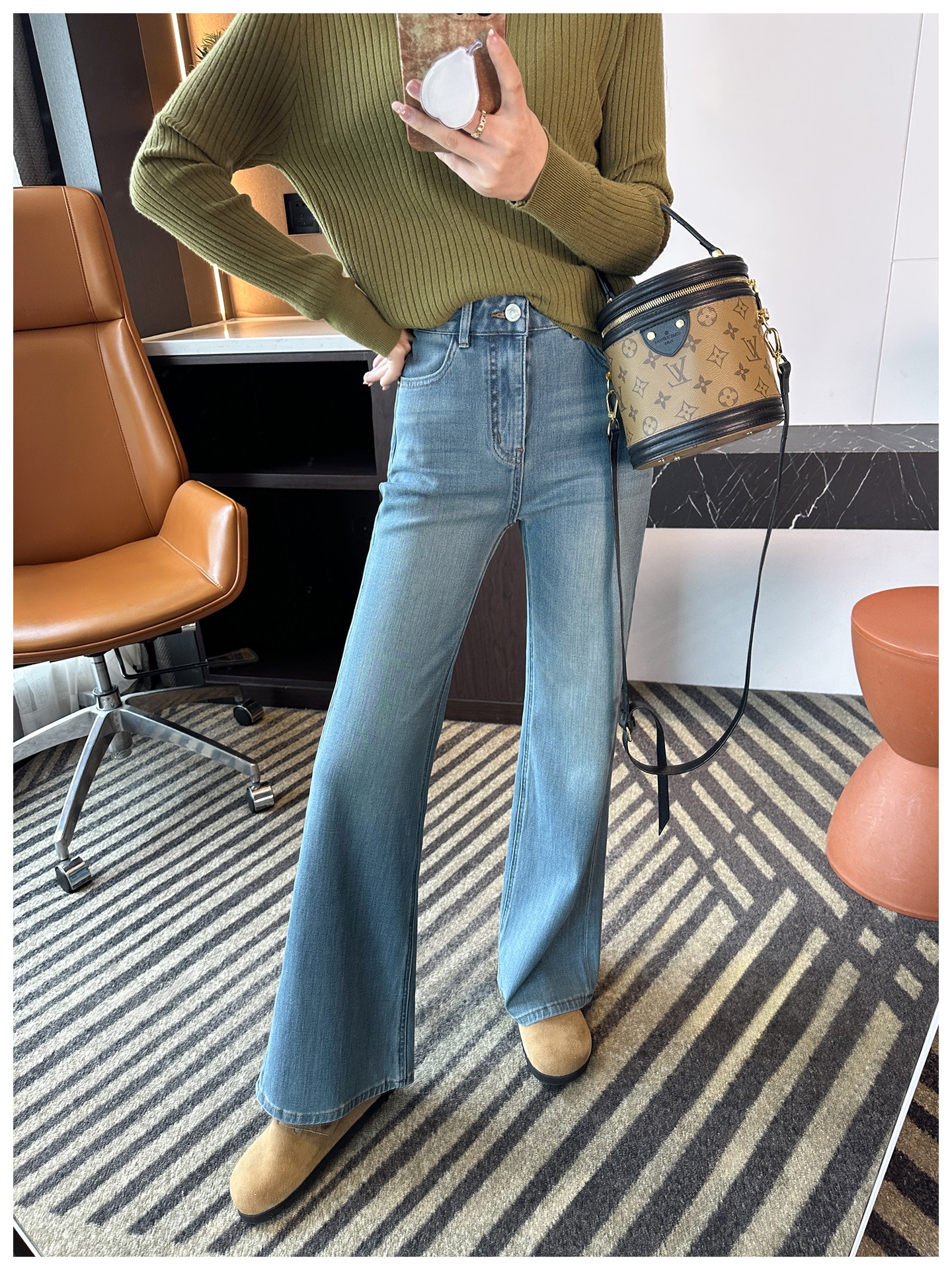 Original comic legs ~! High-waisted stretch flared jeans for women 2025 autumn new style, slimming and versatile long pants pic 8