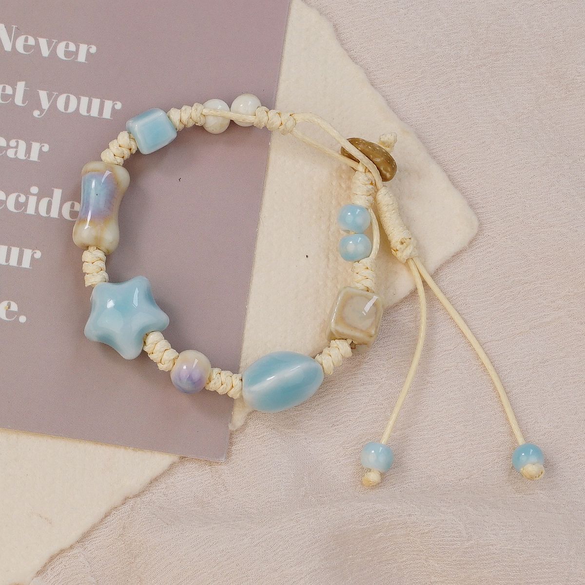 Jingdezhen ceramic bracelet wholesale, fresh, sweet, heavy woven rope, star niche bracelet accessories wholesale pic 7