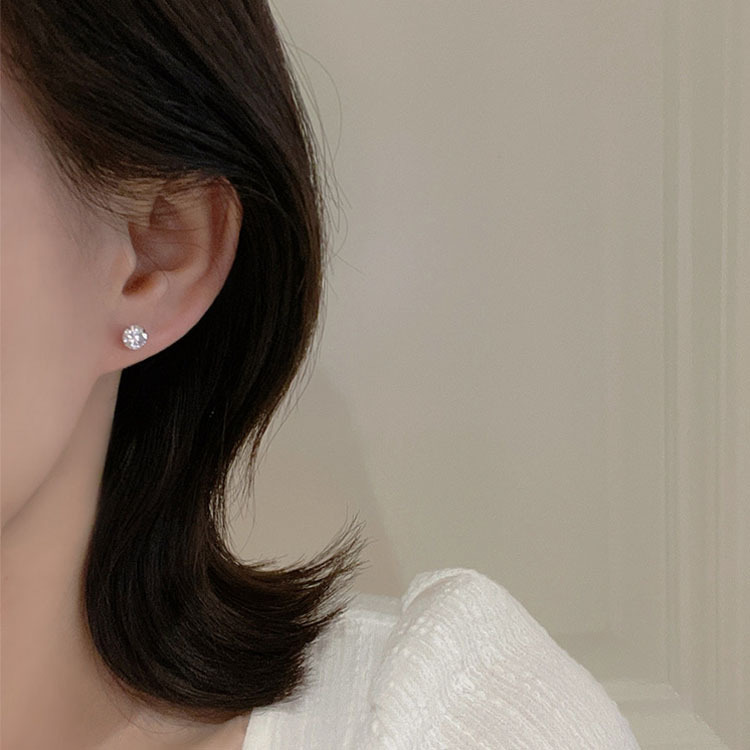 925 Fresh, simple and versatile white water diamond 925 Silver Needle mini loose diamond Stud earrings for men and women, Zircon stud earrings for men and women pic 2
