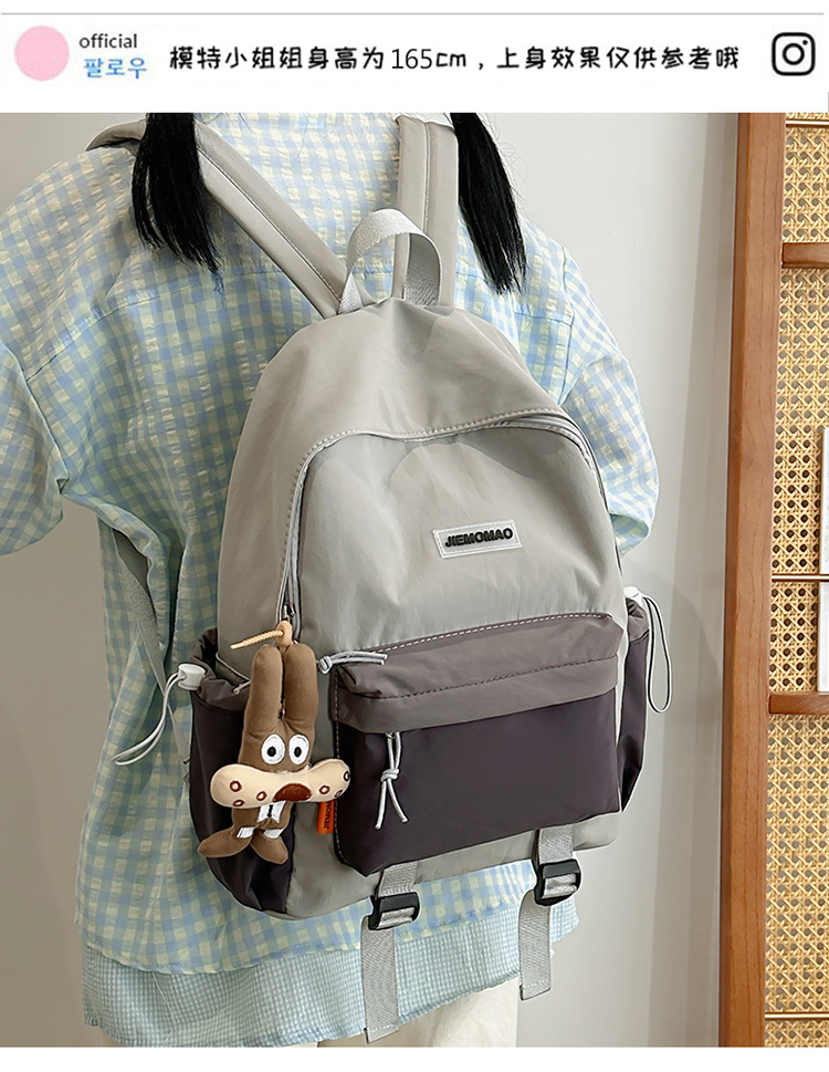 跨境新款学院风百搭双肩包初高中学生上课书包撞色洋气轻便双背包详情2