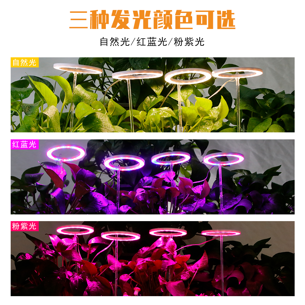 ♡ Energy-saving Angel Ring Plant Supplementary Light: LED Indoor Full-spectrum intelligent supplementary light for Bonsai and succulents pic 4