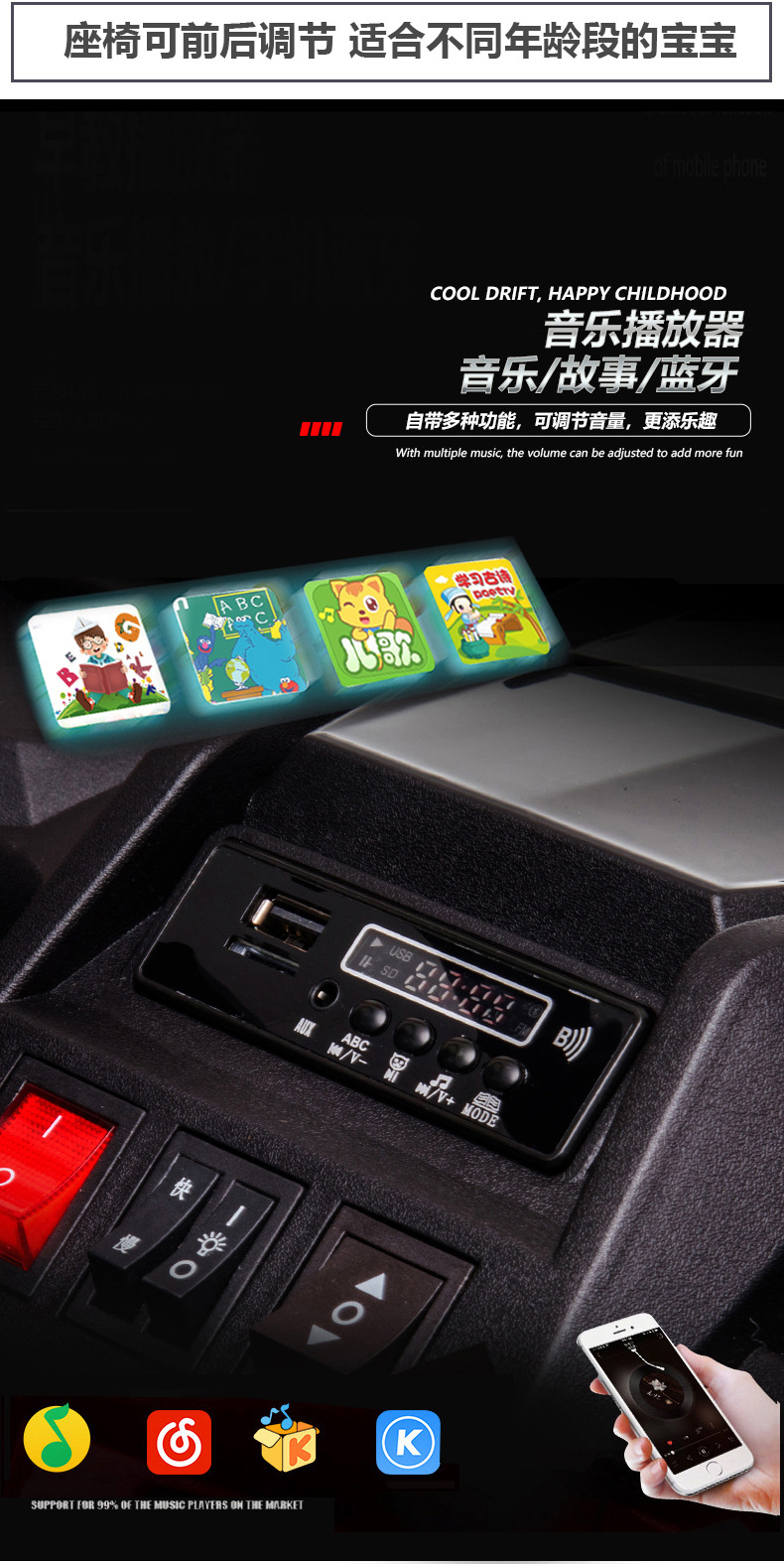 A032儿童电动越野车四轮双座亲子电动车户外男女宝宝自驾四驱版详情8