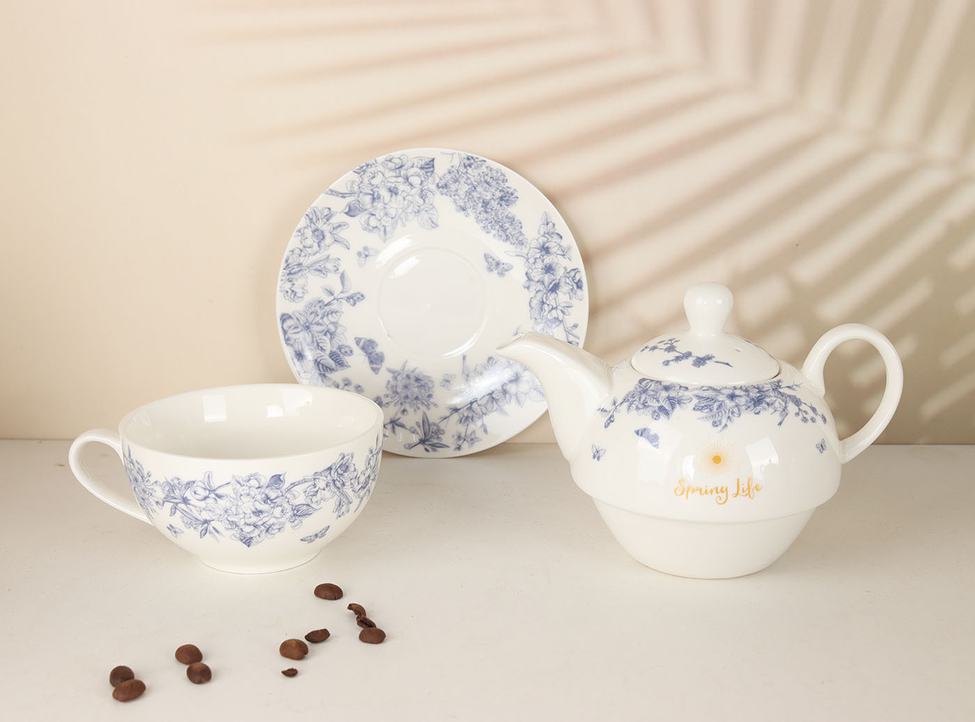 Foreign trade ceramic tea sets, high-temperature resistant flower and plant teapots, mother and child teapot sets, can be equipped with logos pic 19