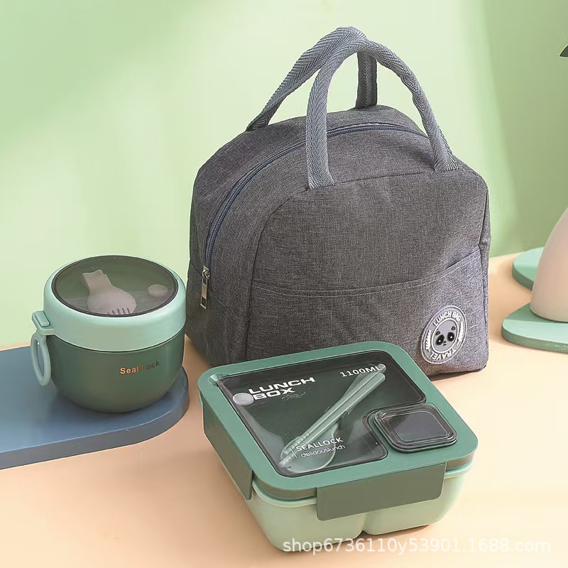 Student Japanese-style compartments lunch box, office worker sealed lunch box, microwave oven-safe and portable pic 1