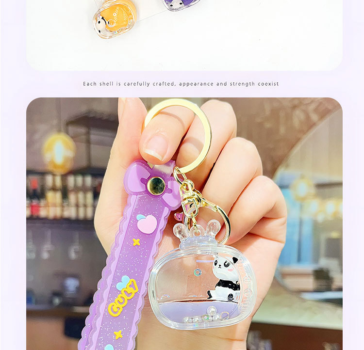 入油亚克力漂浮公仔熊猫钥匙扣流沙钥匙链包包挂件挂饰小礼品批发详情6