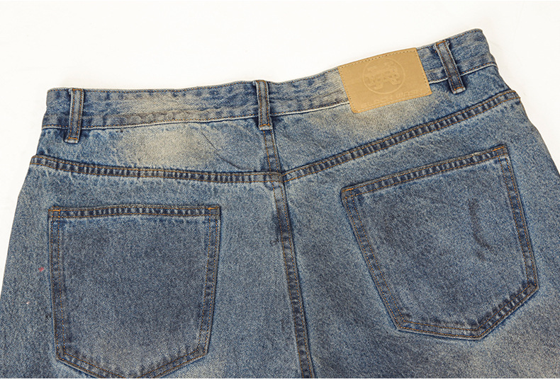 American retro high street washed distressed distressed distressed jeans for men and women, vintage loose straight-leg casual trousers pic 7
