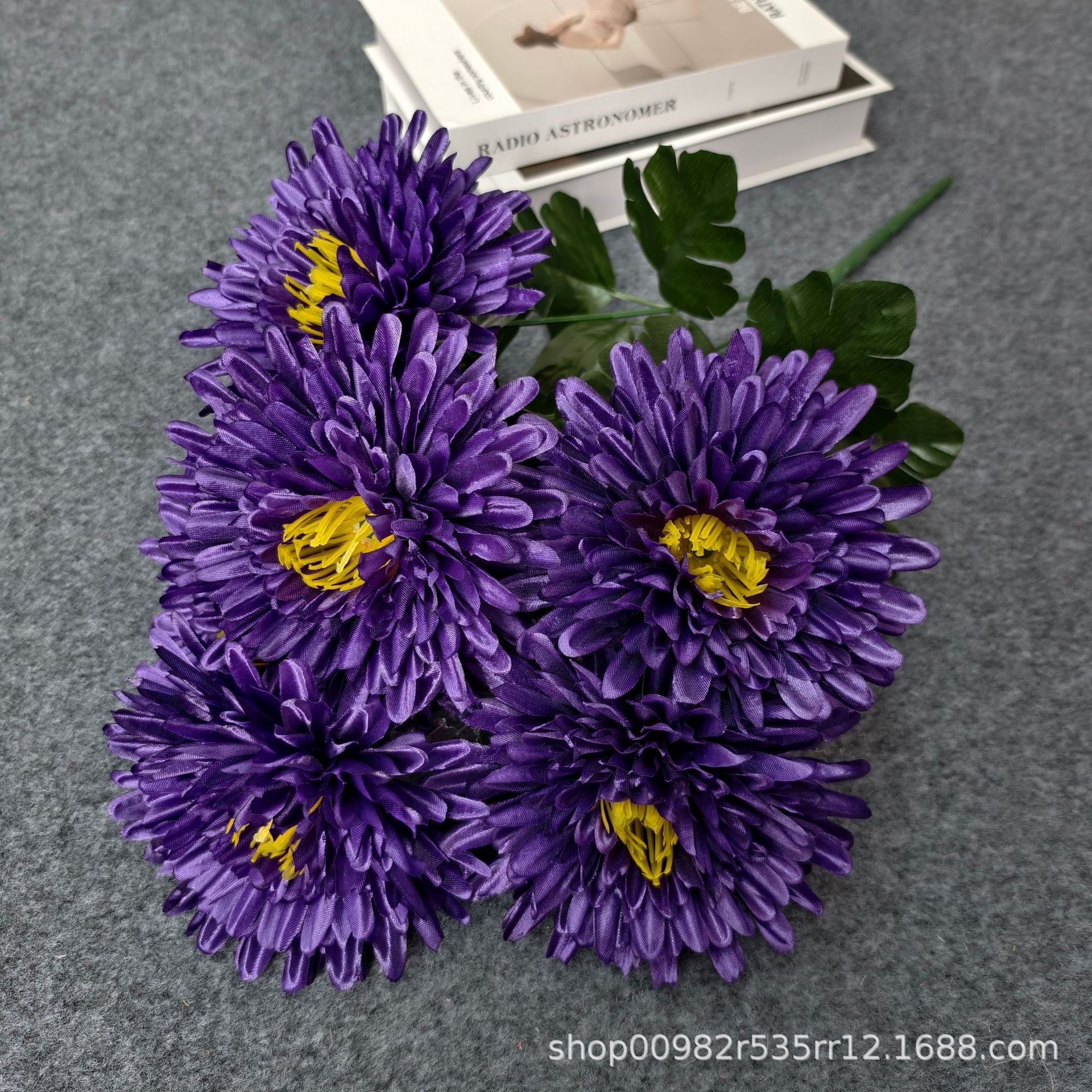 跨境7头仿真花针菊清明节祭祀上坟假花殡仪馆绢花大把束菊花批发详情14