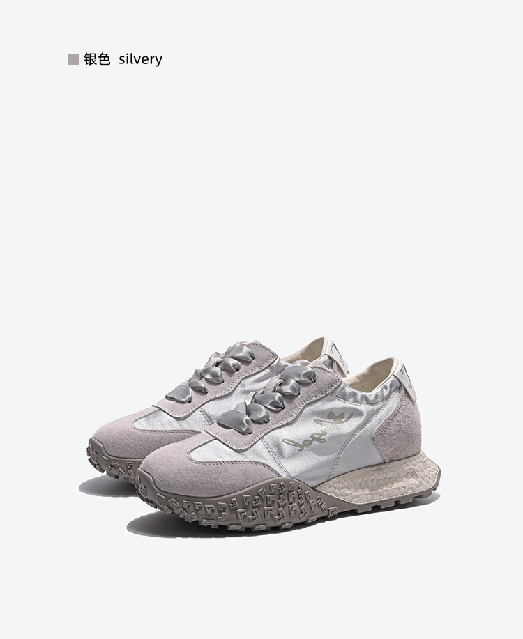 小个子内增高阿甘鞋女真皮厚底鞋夏季透气运动休闲绸缎芭蕾德训鞋详情9