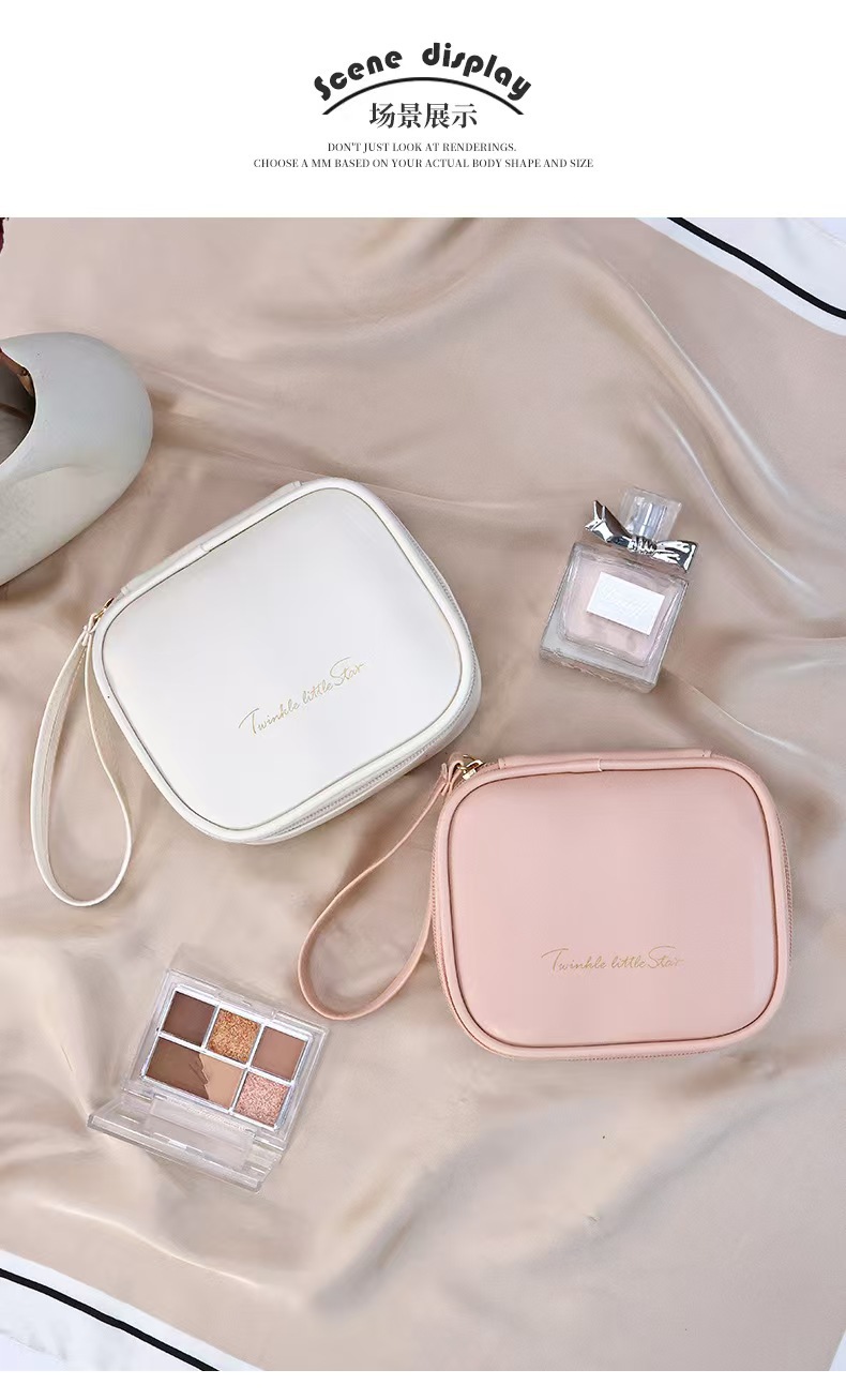 New PU mini portable sanitary napkin storage bag, waterproof hand-held multi-functional cream lipstick makeup bag pic 9