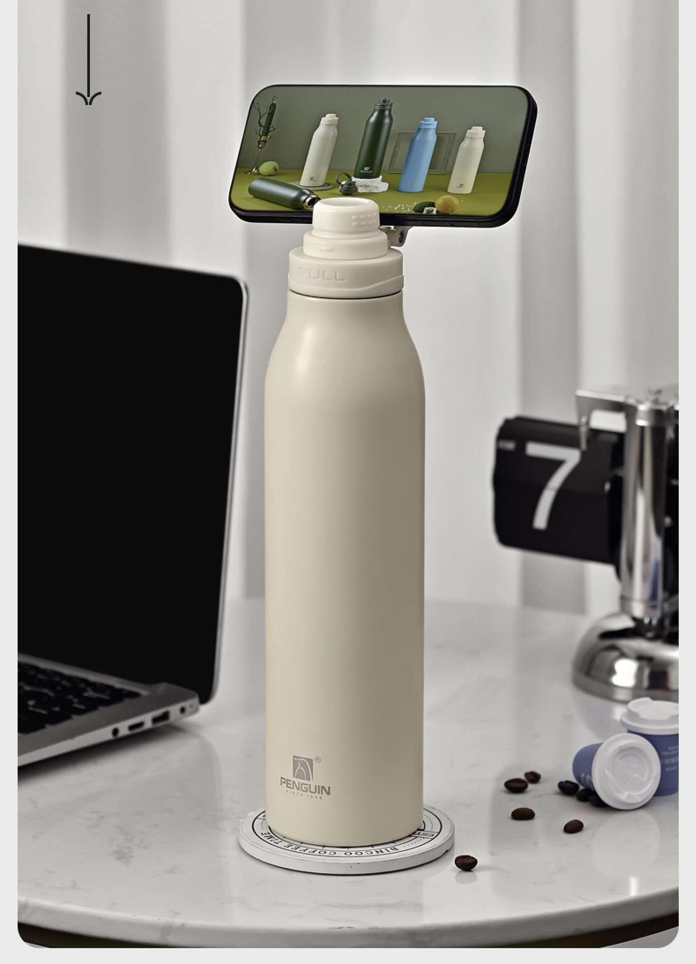 企鹅新品跨境爆款20oz30oz手提提环304不锈钢保温杯手机支架外贸详情9