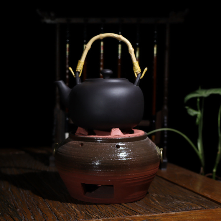 Special offer: Large-capacity purple clay kettle, Gongfu tea set, charcoal stove kettle, household and outdoor handle kettle, suitable for boiling teapots pic 6