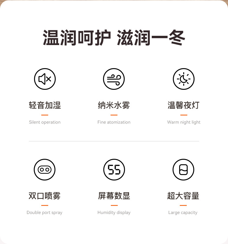 The new 6.8L large-capacity humidifier with USB dual spray is suitable for home use in dormitories, offices, bedrooms, and desktops with a night light pic 3