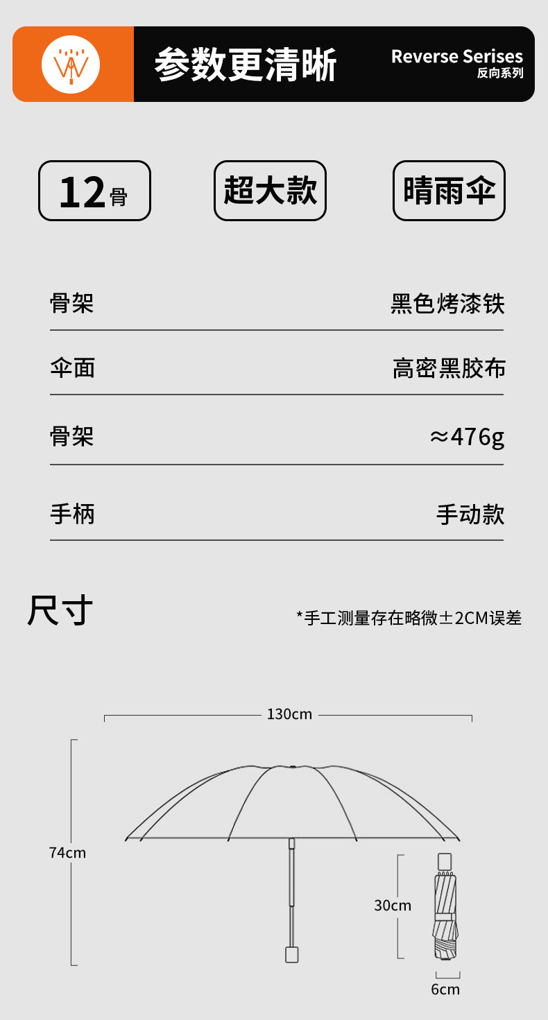 手动雨伞加大加厚加固防暴雨折叠伞晴雨两用遮阳伞女批发定制耐用详情21