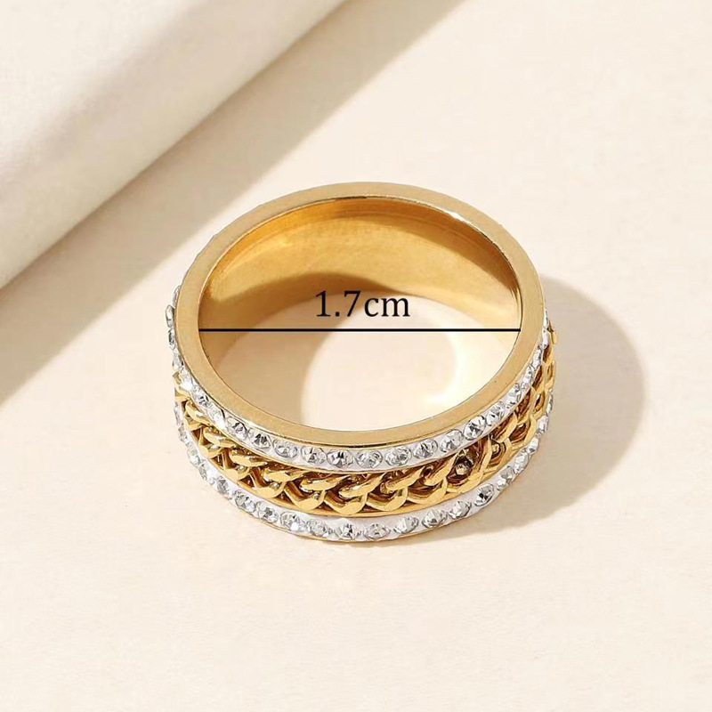 跨境欧美风钛钢戒指两排镶钻 链条可转解压不锈钢饰品女 源头厂家详情5