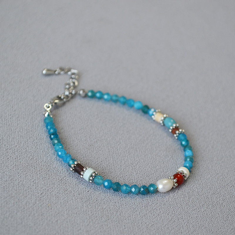 法式小众设计文艺复古时尚简约彩色真石串珠叠带个性气质细手链女详情17