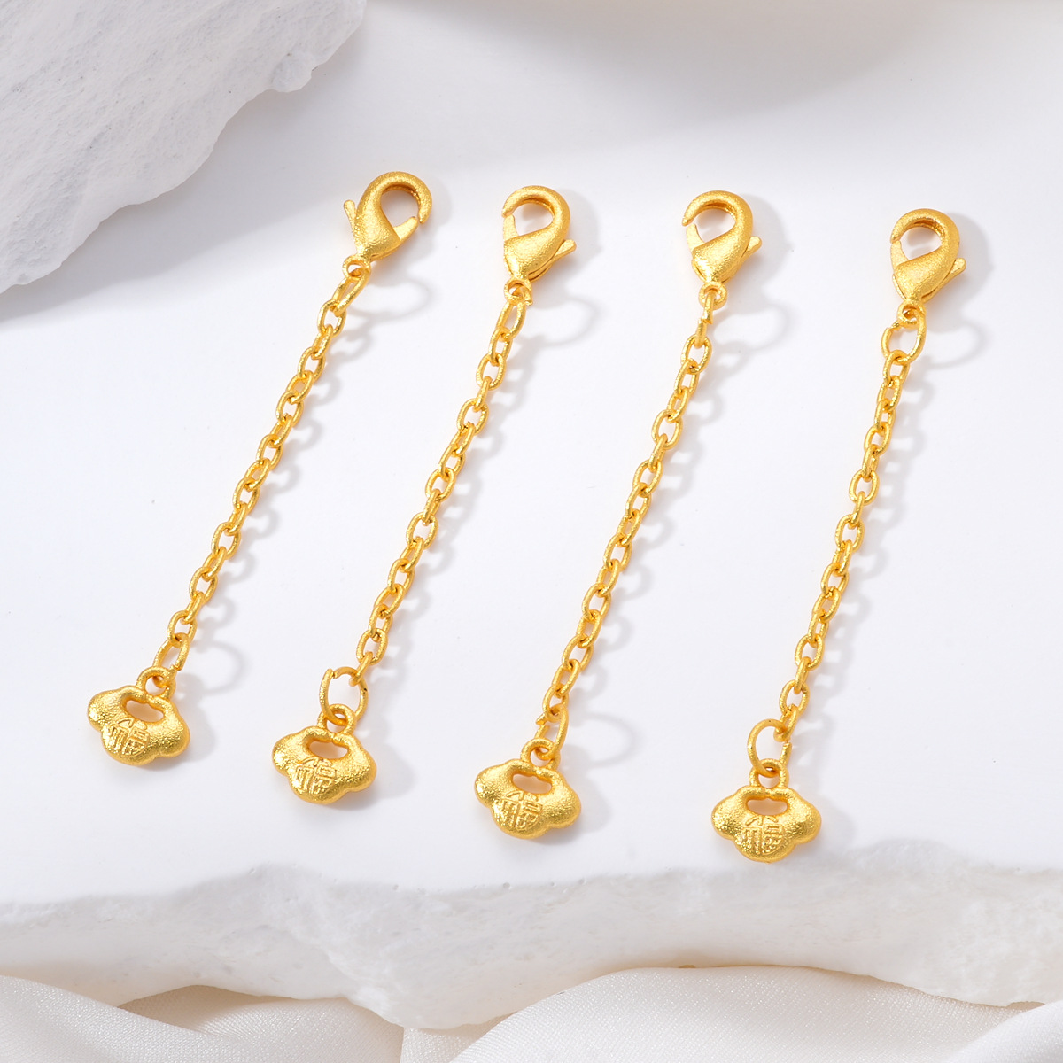 高保色沙金龙虾扣平安锁延长链项链扣手链多圈吊坠DIY配件手工饰详情7