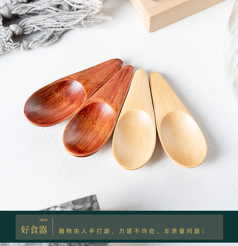 Wholesale of mini creative short-handled wooden spoons, tea spoons, milk powder spoons, coffee spoons, spice spoons, salt spoons and wooden spoons pic 19