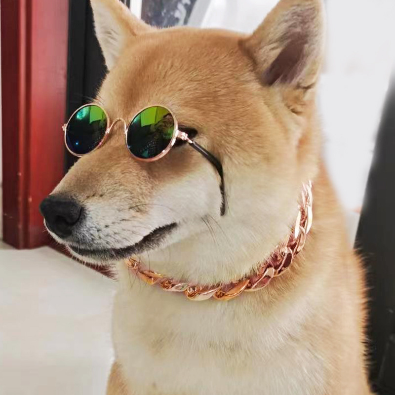 Pet large gold chain dog necklace, cat collar, high-end adjustable pet gold necklace, pet Cuban chain pic 11