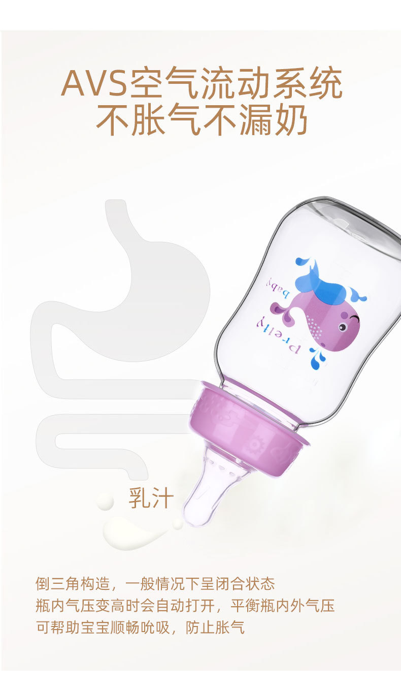 新生儿耐摔保温奶瓶宝宝学饮杯无手柄防胀气PP小奶瓶厂家批发详情10