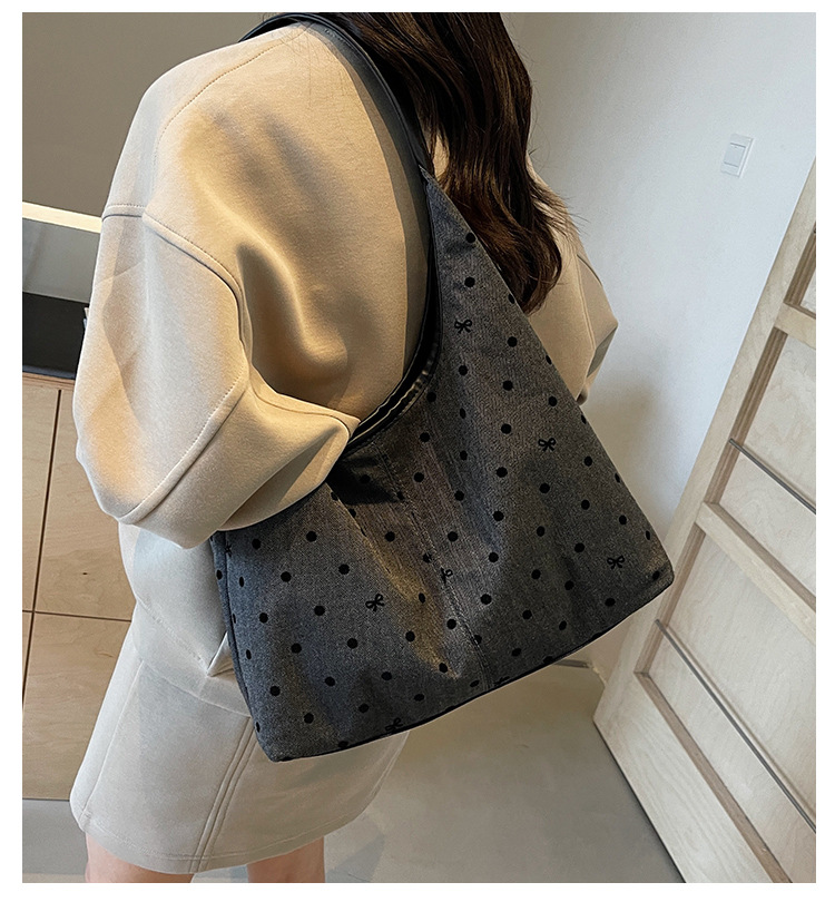 通勤大容量女包新款流行波点单肩包时尚百搭托特水桶包都市斜挎包详情2