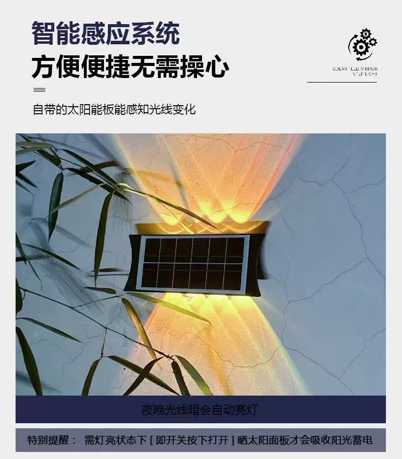 Solar outdoor lights, wall-washing lights, outdoor courtyard waterproof, villa garden exterior wall landscape spotlights, decorative fence lights pic 4