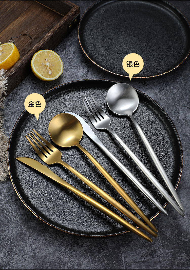 Island Qi 304 Stainless Steel Knife, fork and Spoon Restaurant Hotel Western Cuisine steak knife and fork Creative Portuguese knife, fork and spoon ins style pic 11