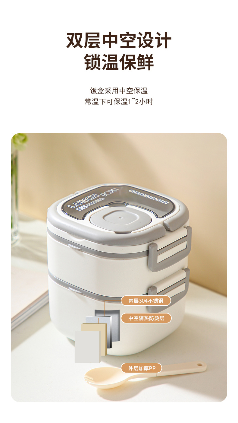 饭盒微波炉塑料日式便当盒高颜值可加热便携学生便携家用多层批发 pic 5